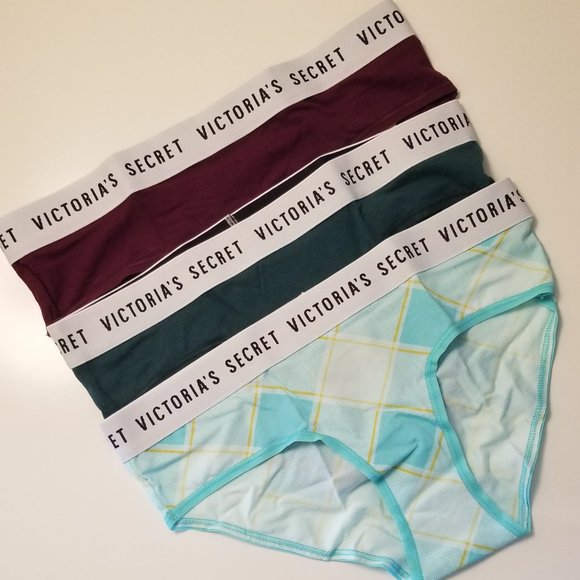 BUNDLE! NWT 3 prs Victoria's Secret Cotton Logo Waist Hiphugger Panty, Size S - Picture 1 of 5